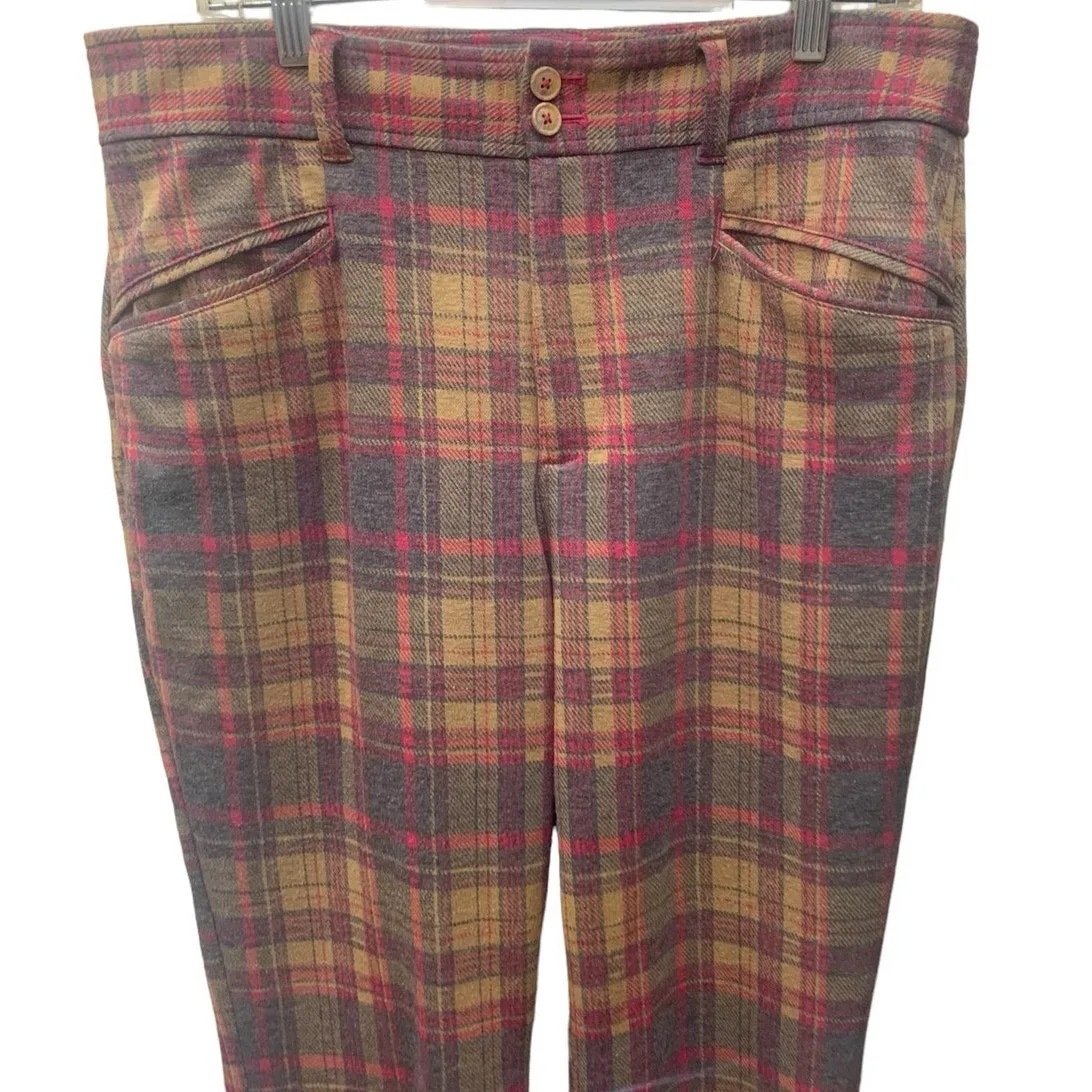Anthropologie The Essential Trouser Rose Plaid Size 12
