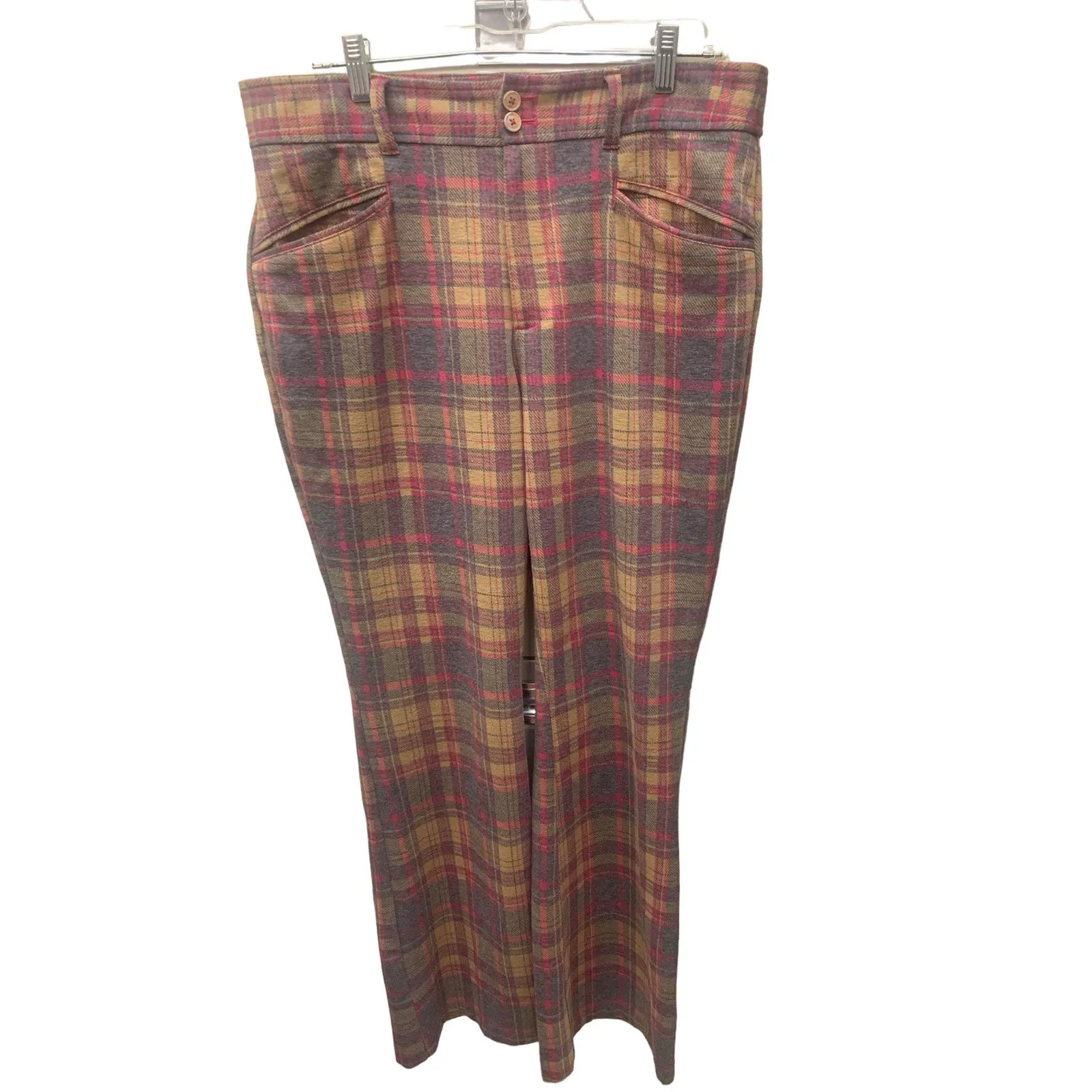 Anthropologie The Essential Trouser Rose Plaid Size 12