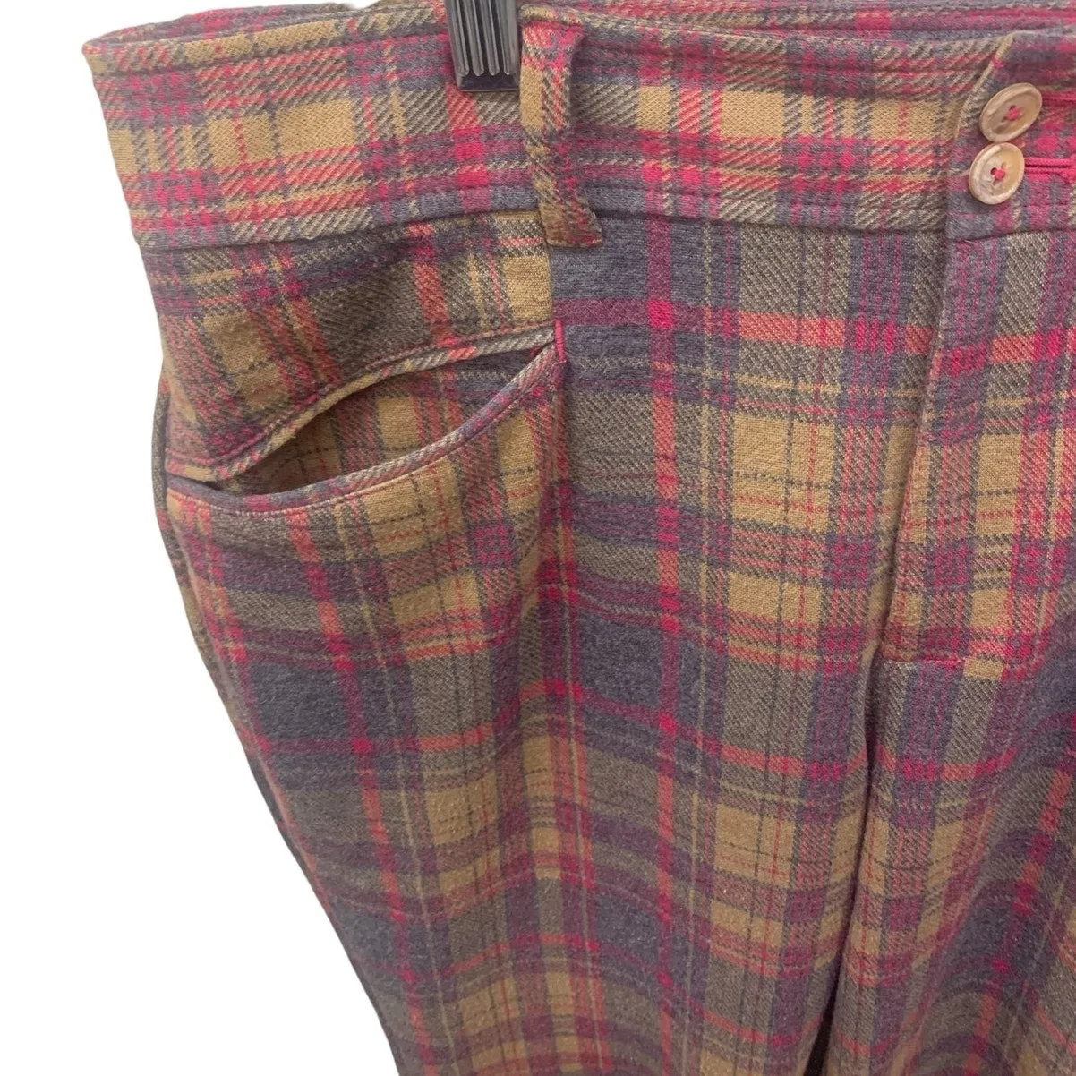 Anthropologie The Essential Trouser Rose Plaid Size 12