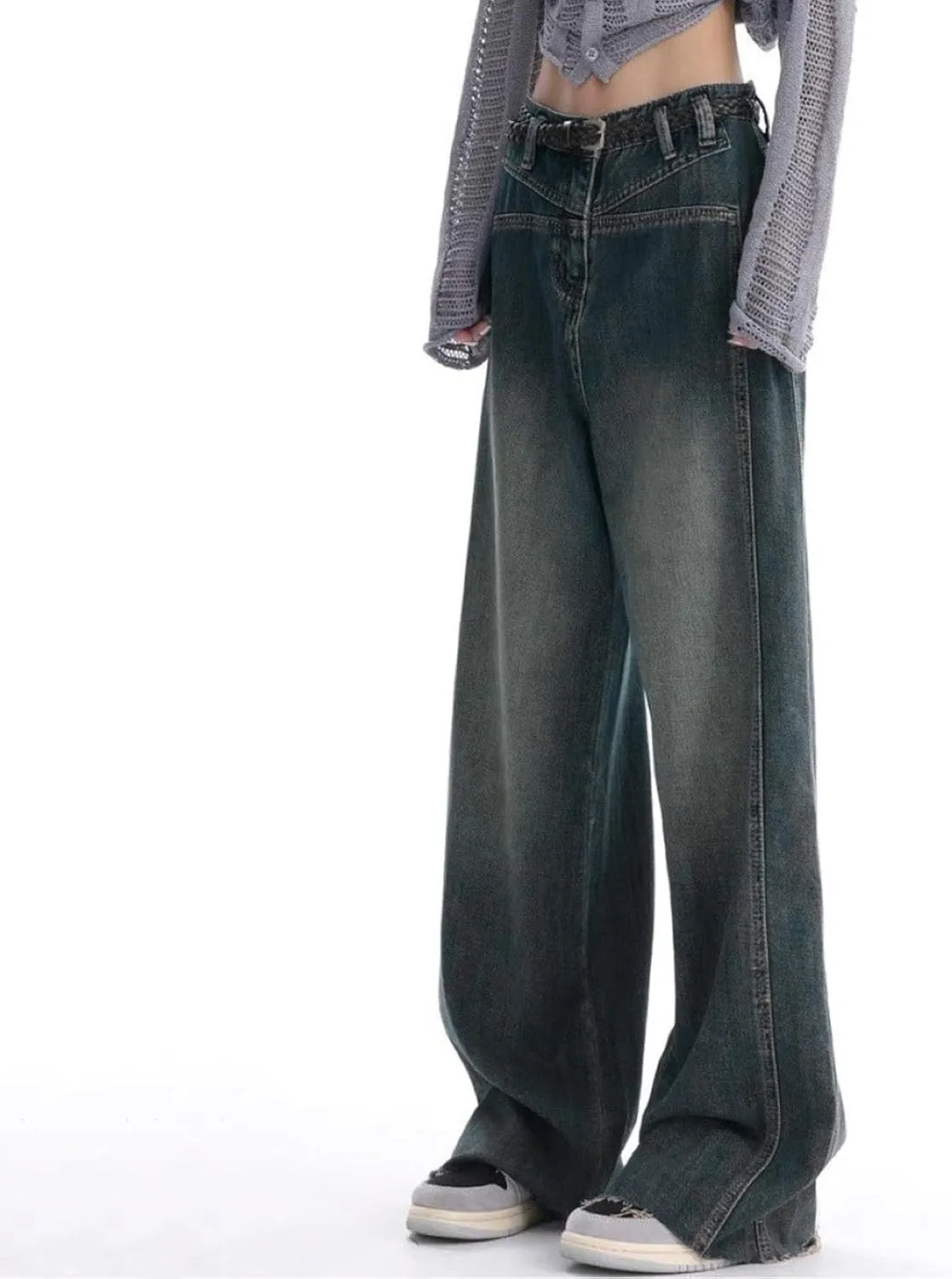 Baggy Jeans for Women Men Ripped Straight Leg Pants High Waisted Distressed Jeans Y2K Grunge Summer Clothes.