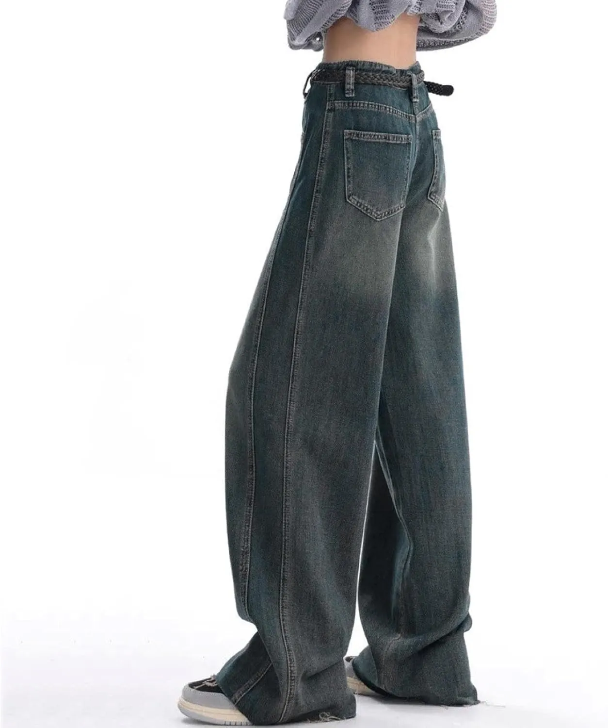 Baggy Jeans for Women Men Ripped Straight Leg Pants High Waisted Distressed Jeans Y2K Grunge Summer Clothes.