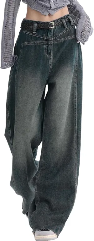 Baggy Jeans for Women Men Ripped Straight Leg Pants High Waisted Distressed Jeans Y2K Grunge Summer Clothes.
