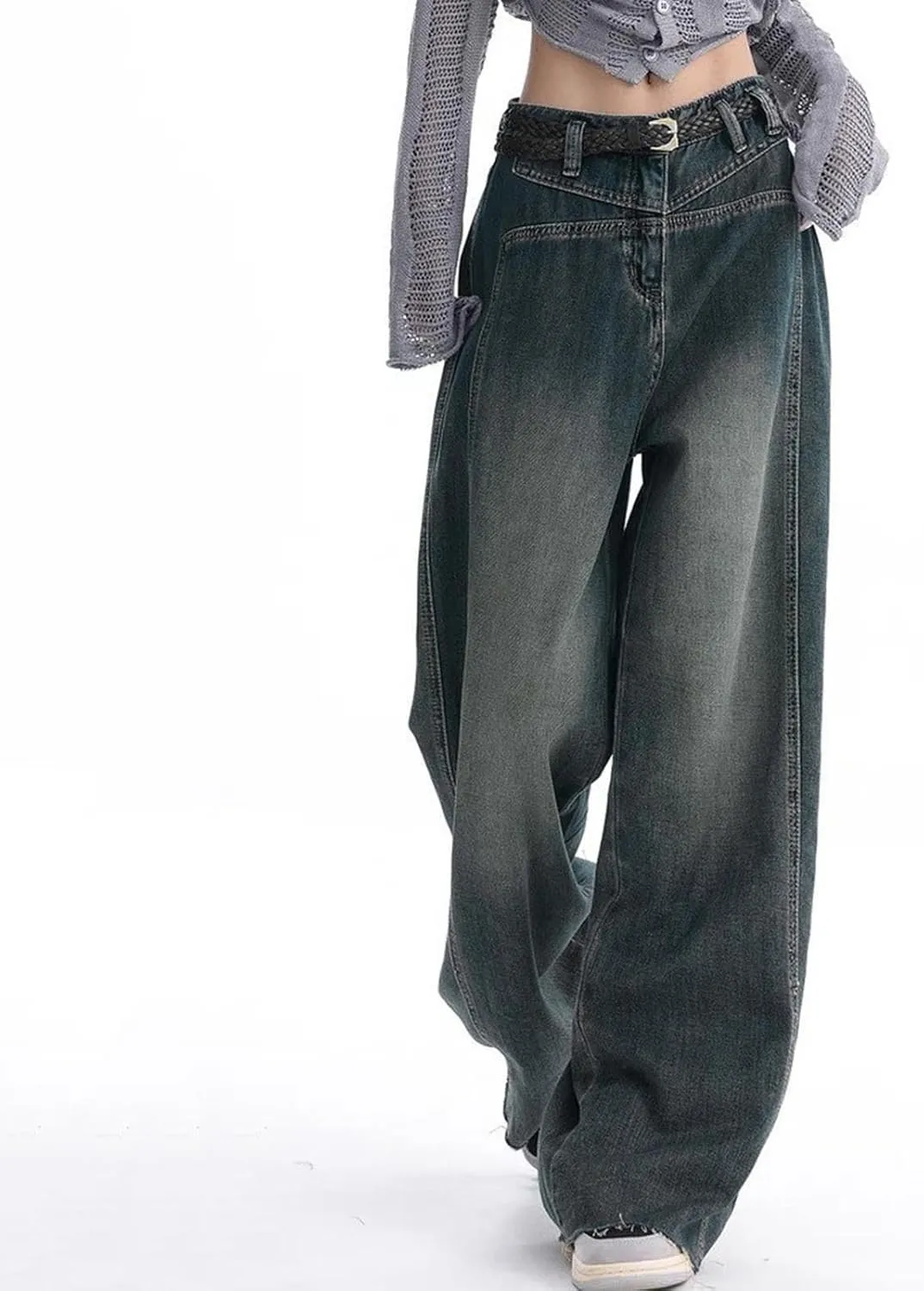 Baggy Jeans for Women Men Ripped Straight Leg Pants High Waisted Distressed Jeans Y2K Grunge Summer Clothes.