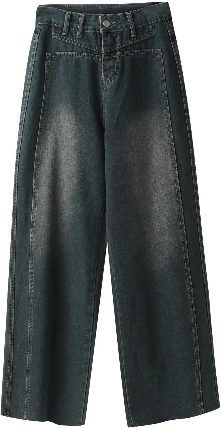 Baggy Jeans for Women Men Ripped Straight Leg Pants High Waisted Distressed Jeans Y2K Grunge Summer Clothes.