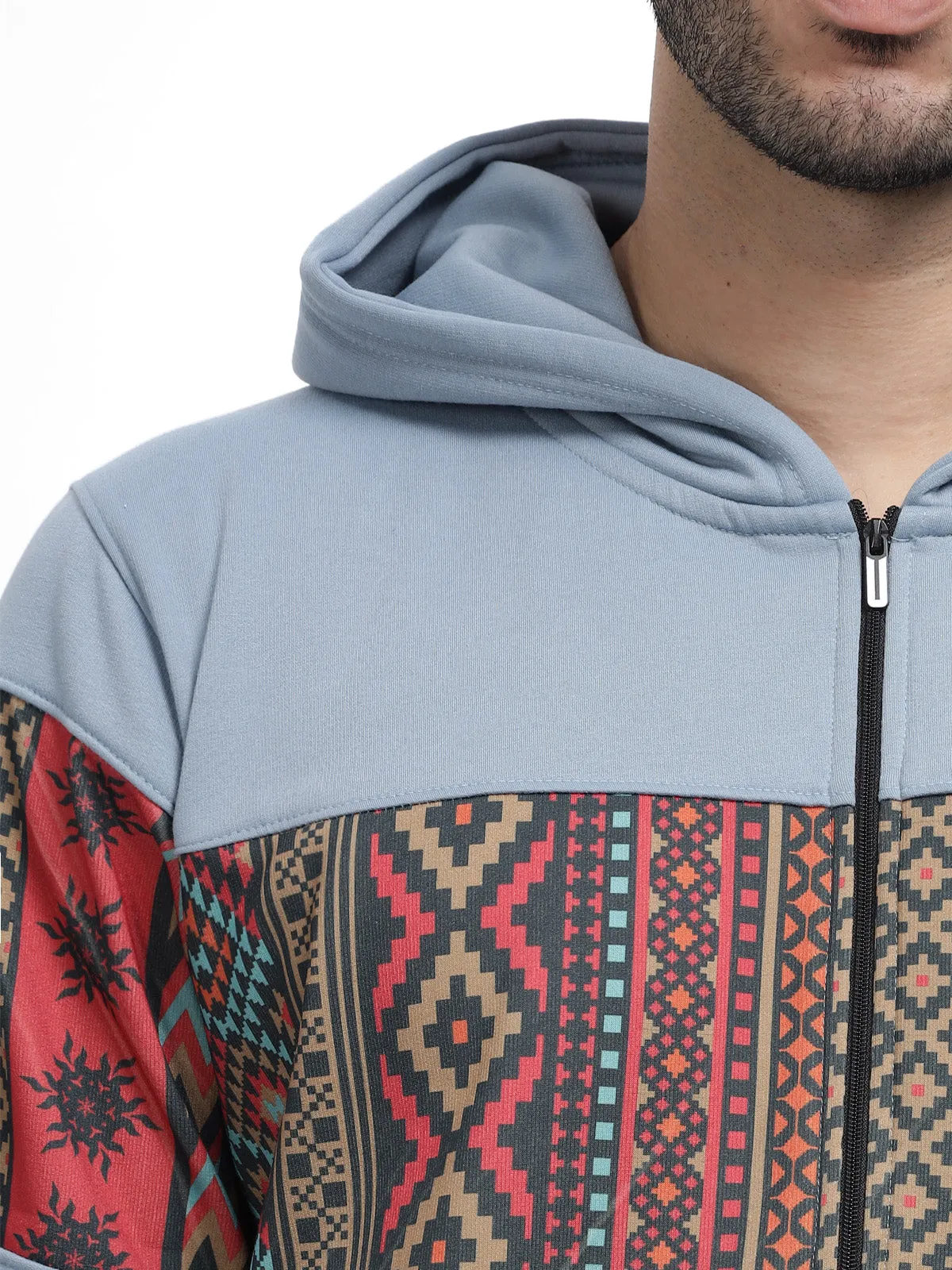 BULLMER Bluish Grey Trendy Clothing Set with Hoodie & Pants Co-ords for Men