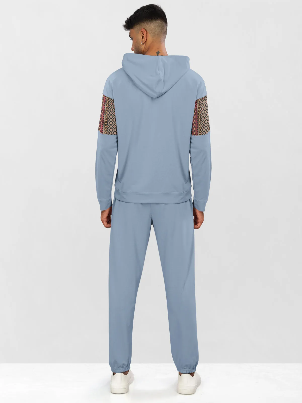 BULLMER Bluish Grey Trendy Clothing Set with Hoodie & Pants Co-ords for Men