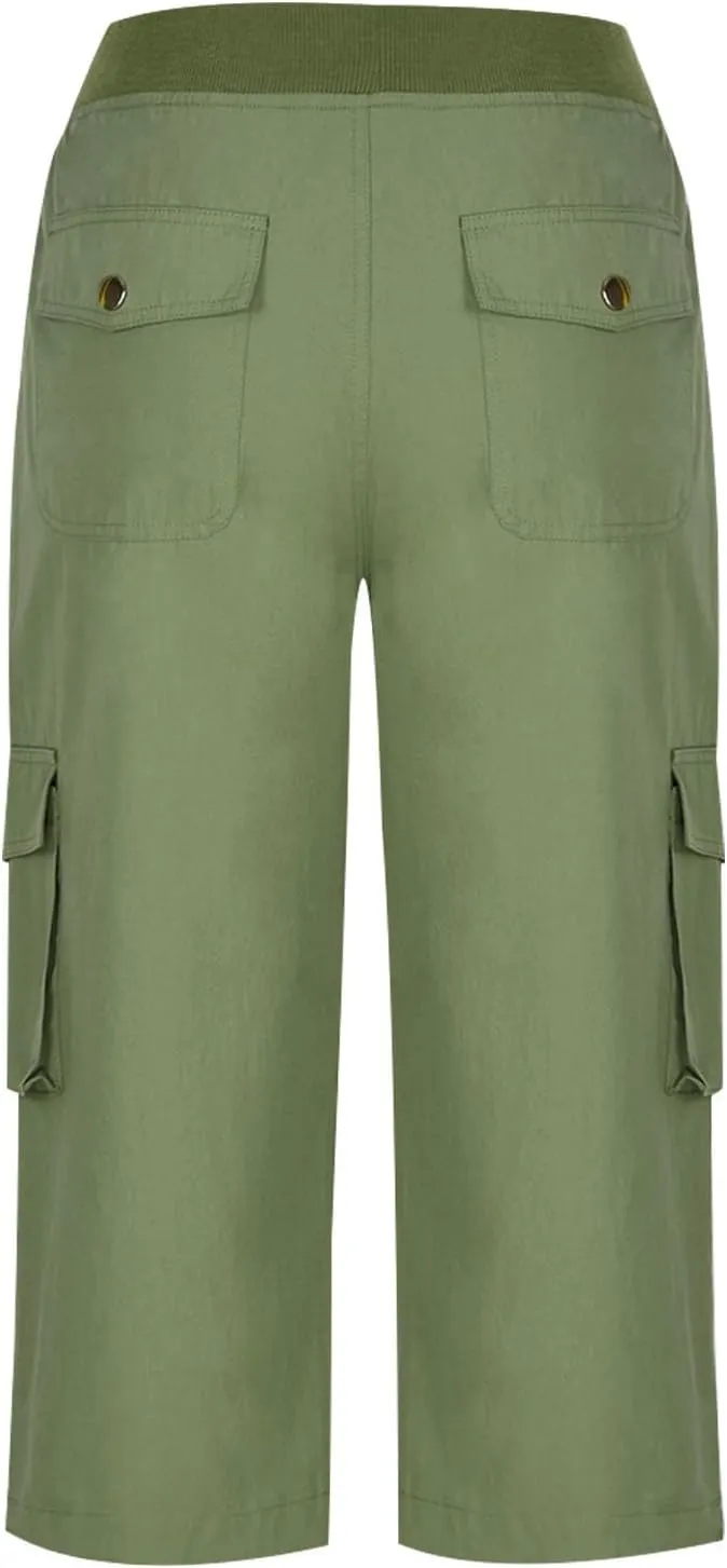 Capri Pants for Women Trendy High Waisted Knee Length Bermuda Shorts Lightweight Quick Dry Summer Cropped Ankle Pant