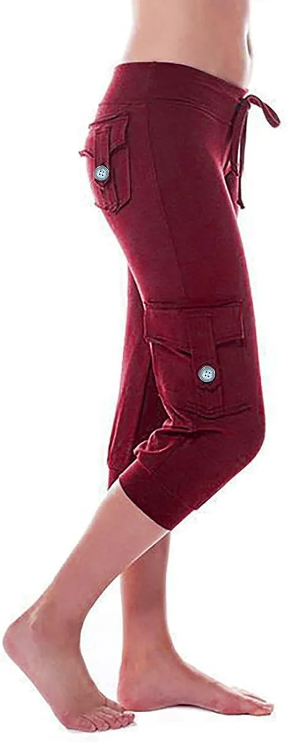 Capri Pants for Women Trendy High Waisted Knee Length Bermuda Shorts Lightweight Quick Dry Summer Cropped Ankle Pant