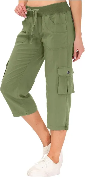 Capri Pants for Women Trendy High Waisted Knee Length Bermuda Shorts Lightweight Quick Dry Summer Cropped Ankle Pant