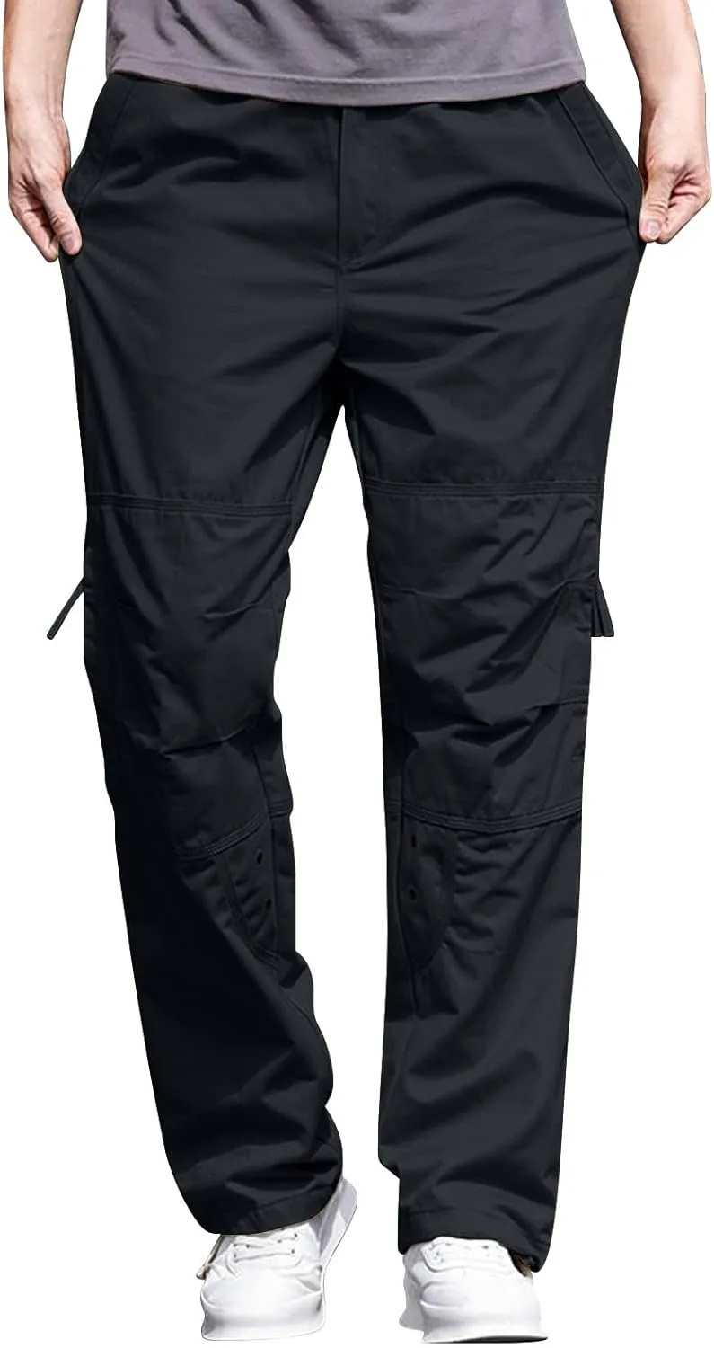 Casual Hiking Pants for Men Stretch Relaxed Fit Cotton Ripstop Tactical Pants Outdoor Work Long Trousers with Pockets
