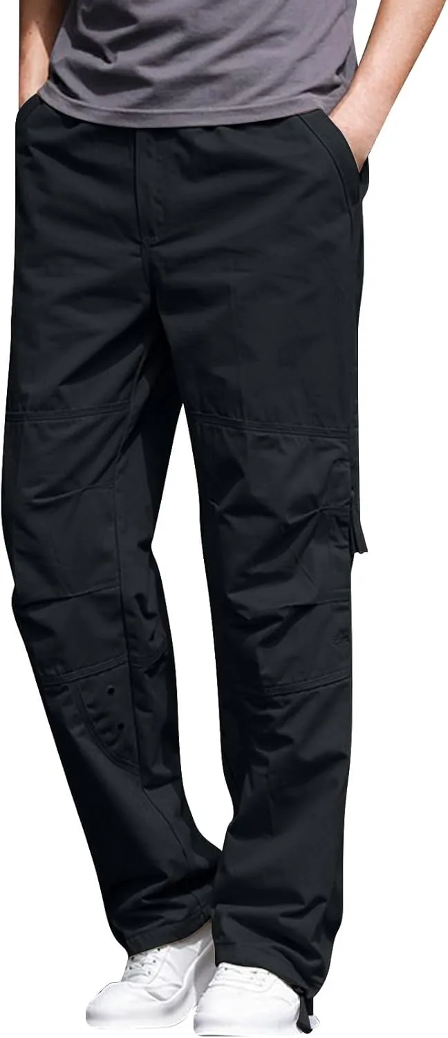Casual Hiking Pants for Men Stretch Relaxed Fit Cotton Ripstop Tactical Pants Outdoor Work Long Trousers with Pockets