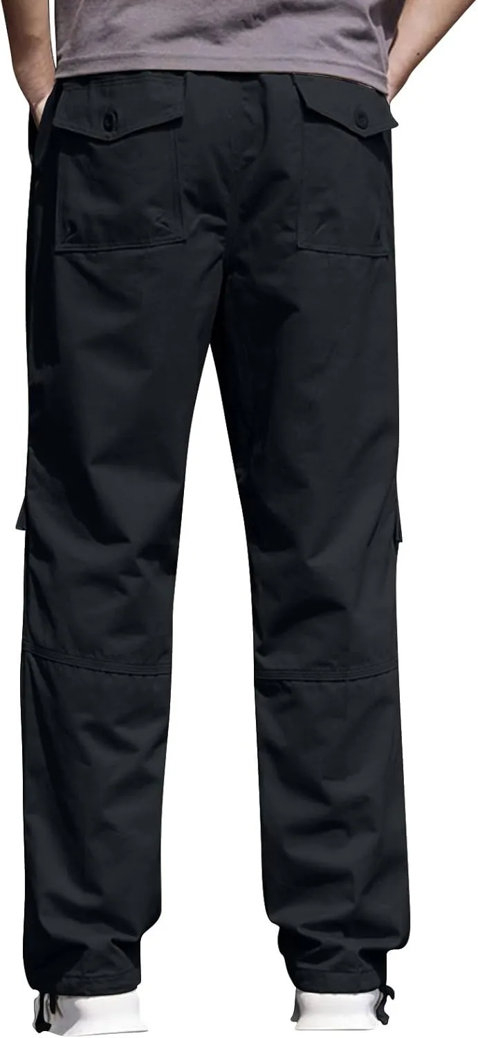 Casual Hiking Pants for Men Stretch Relaxed Fit Cotton Ripstop Tactical Pants Outdoor Work Long Trousers with Pockets