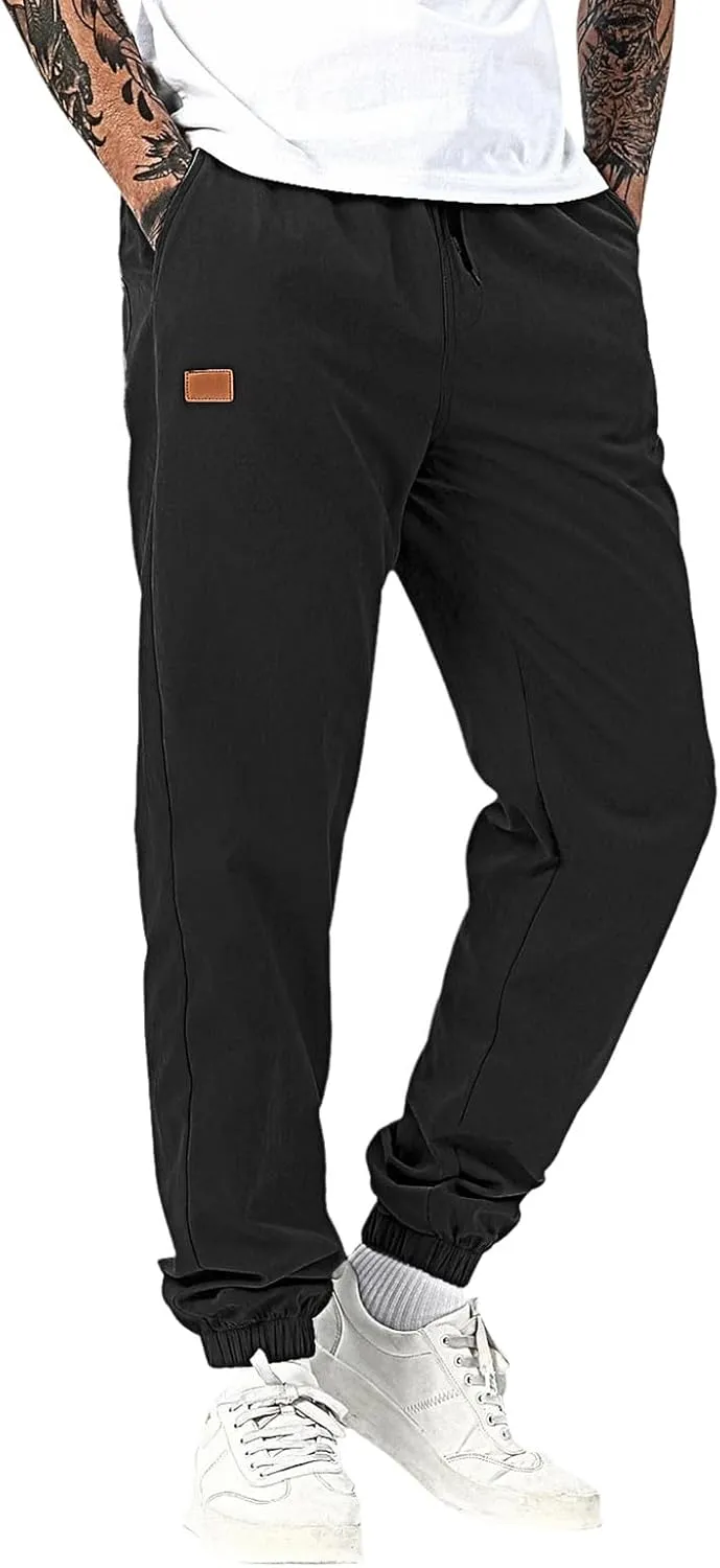 lcyhony Joggers for Men Relaxed fit Elastic Waist Drawstring Casual Golf Pants Summer Breathable Workout Pants with Pockets