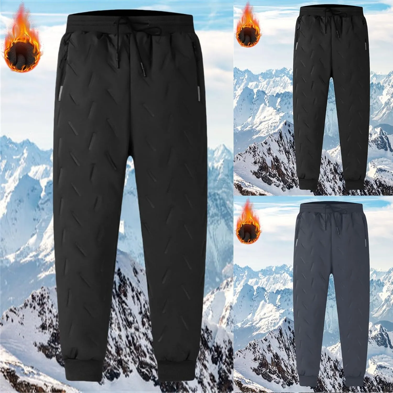 Men's 2024 Trendy Sherpa Joggers Winter Athletic Warm Fleece Lined Track Sweatpants Thermal Hiking Workout Running