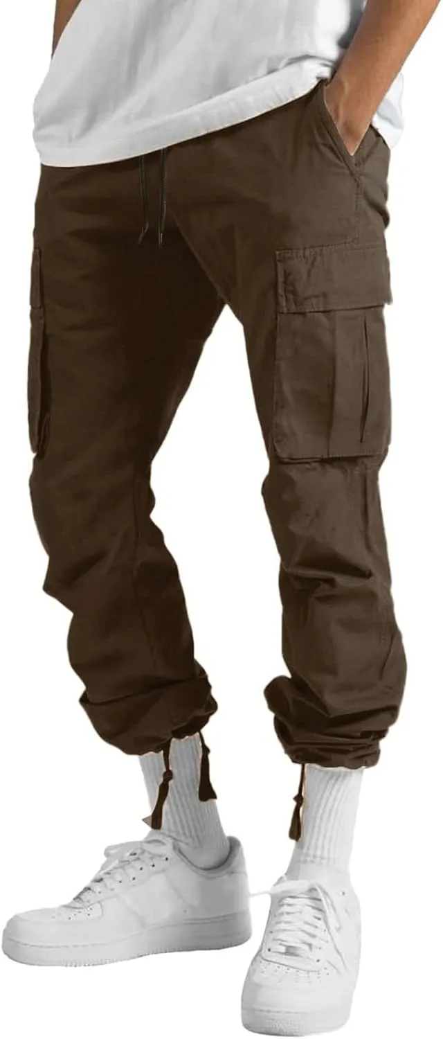 Mens Cargo Pants Casual Joggers Athletic Pants Cotton Loose Straight Sweatpants
