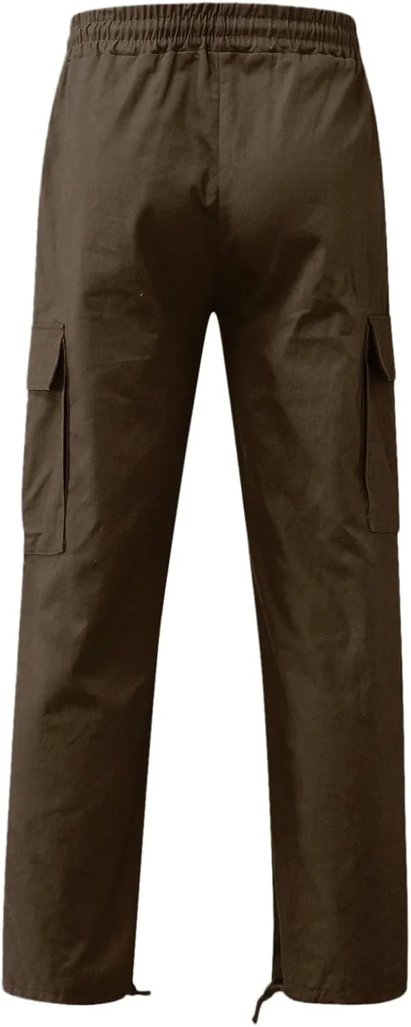 Mens Cargo Pants Casual Joggers Athletic Pants Cotton Loose Straight Sweatpants