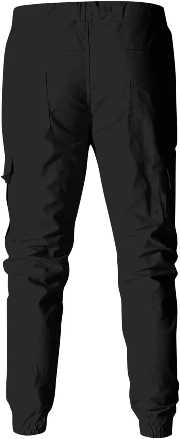 Men's Cargo Pants Tapered Sweatpants with Multi Pockets Drawstring Joggers Outdoor Trousers Sweatpants for Men