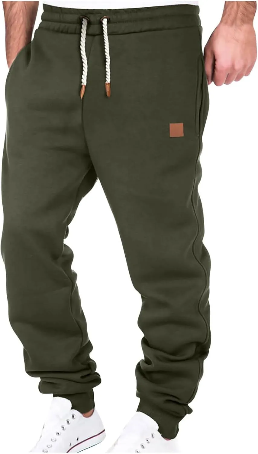 Mens Cargo Sweatpants Heavyweight Drawstring Fleece Joggers Workout Active Running Pants Baggy Trousers with Pockets