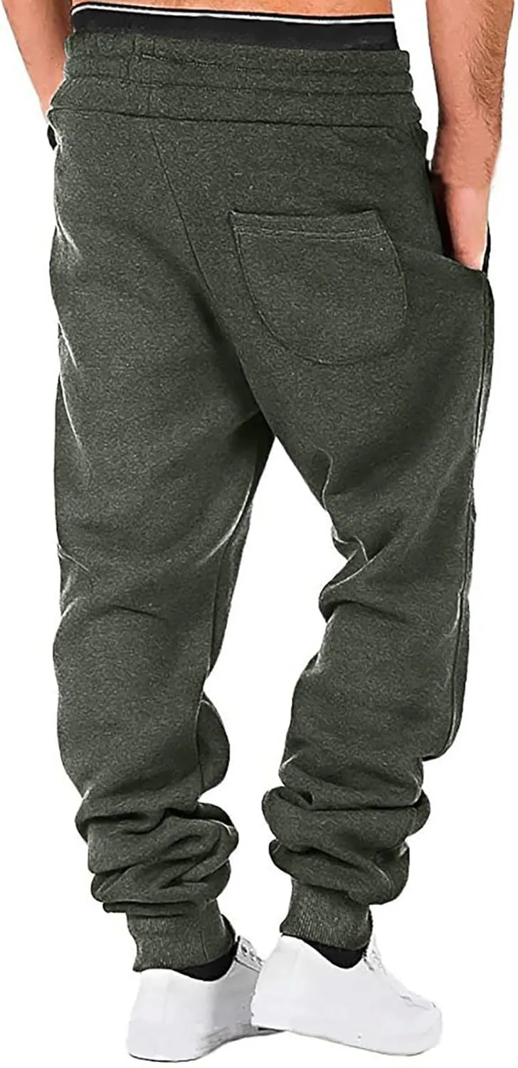 Mens Cargo Sweatpants Heavyweight Drawstring Fleece Joggers Workout Active Running Pants Baggy Trousers with Pockets