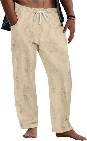 Mens Casual Pants Stretch Drawstring Elastic Waist Classic Loose Lightweight Solid Trousers Work Outdoor Sweatpants