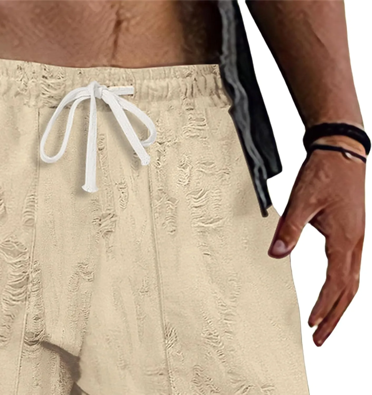 Mens Casual Pants Stretch Drawstring Elastic Waist Classic Loose Lightweight Solid Trousers Work Outdoor Sweatpants