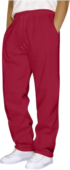 Men's Casual Sweatpants Elastic Waist Drawstring Sweatpants Baggy Jogger with Pockets Workout Trouser Work Pants