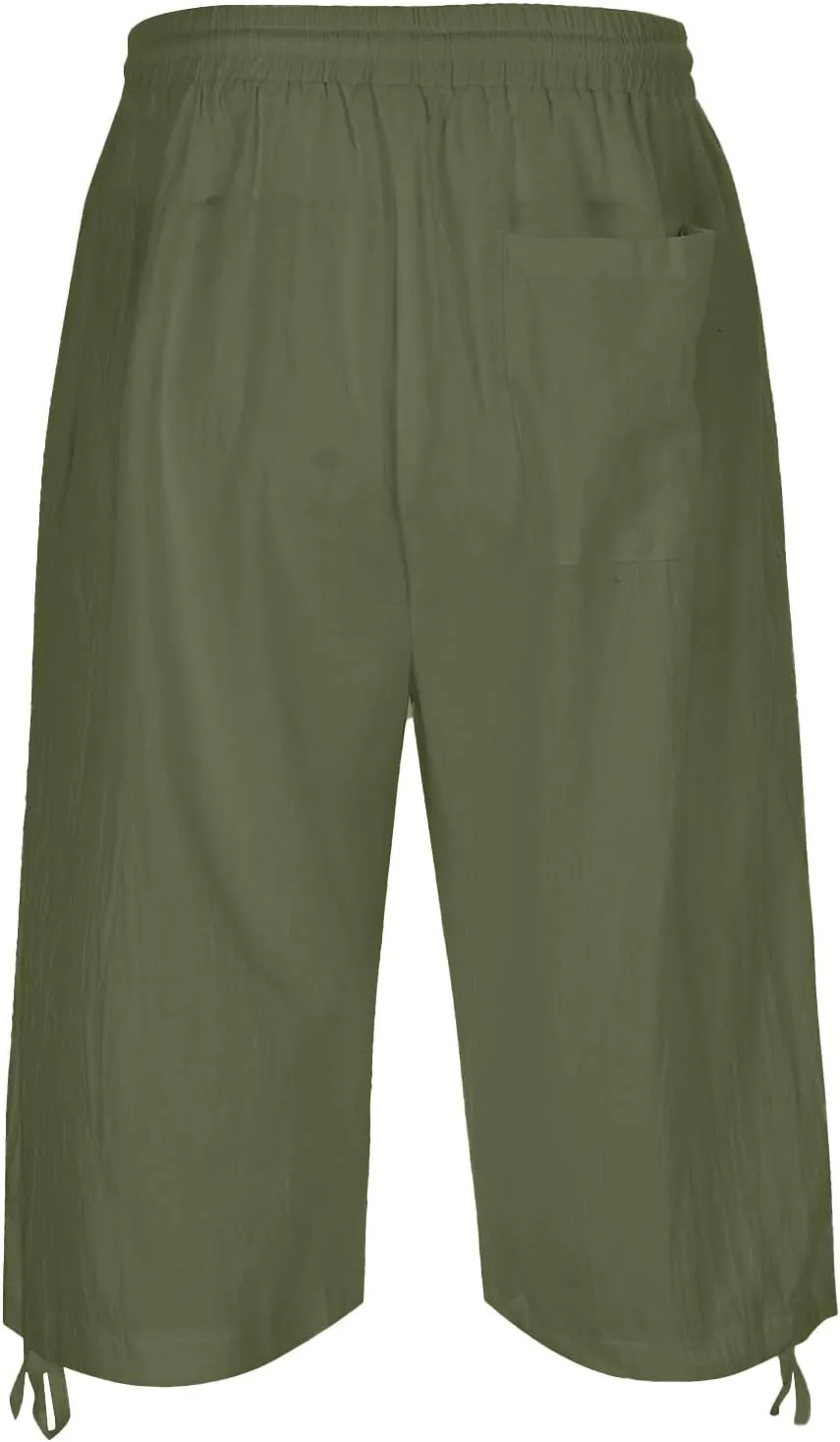 Mens Linen Capri Pants Casual Lightweight Trendy Drawstring Elastic Waist Short Pants Baggy 3/4 Beach Yoga Trousers