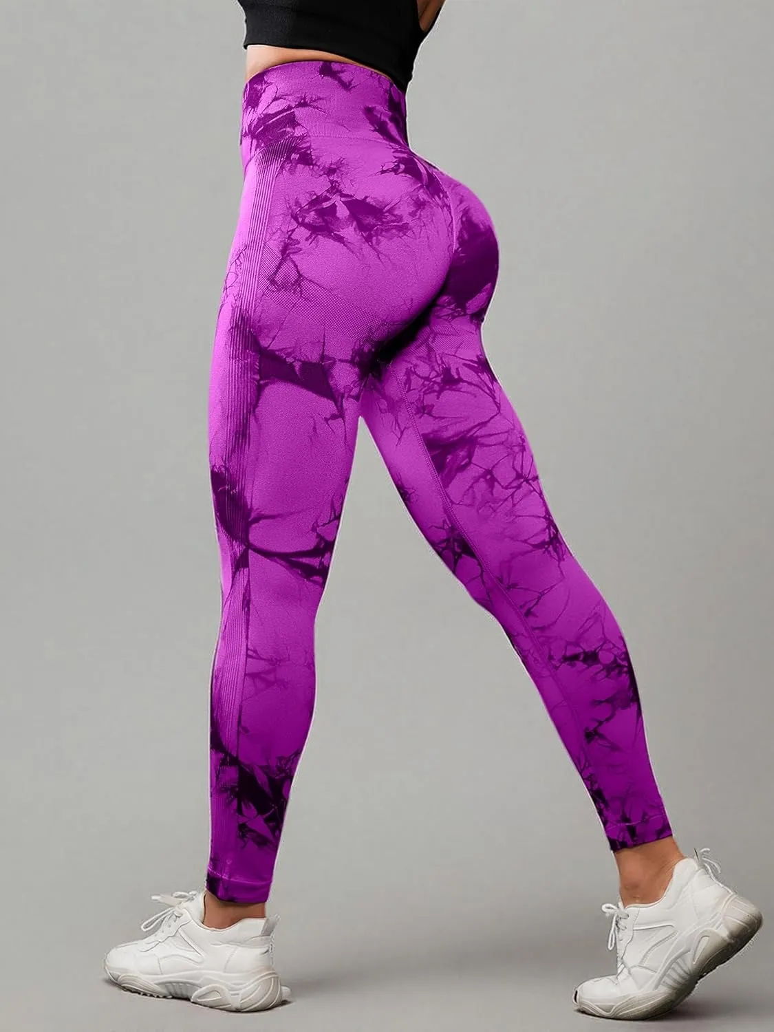 OVESPORT 3 Pack Tie Dye Seamless High Waisted Workout Leggings for Women Scrunch Butt Lifting Yoga Gym Athletic Pants