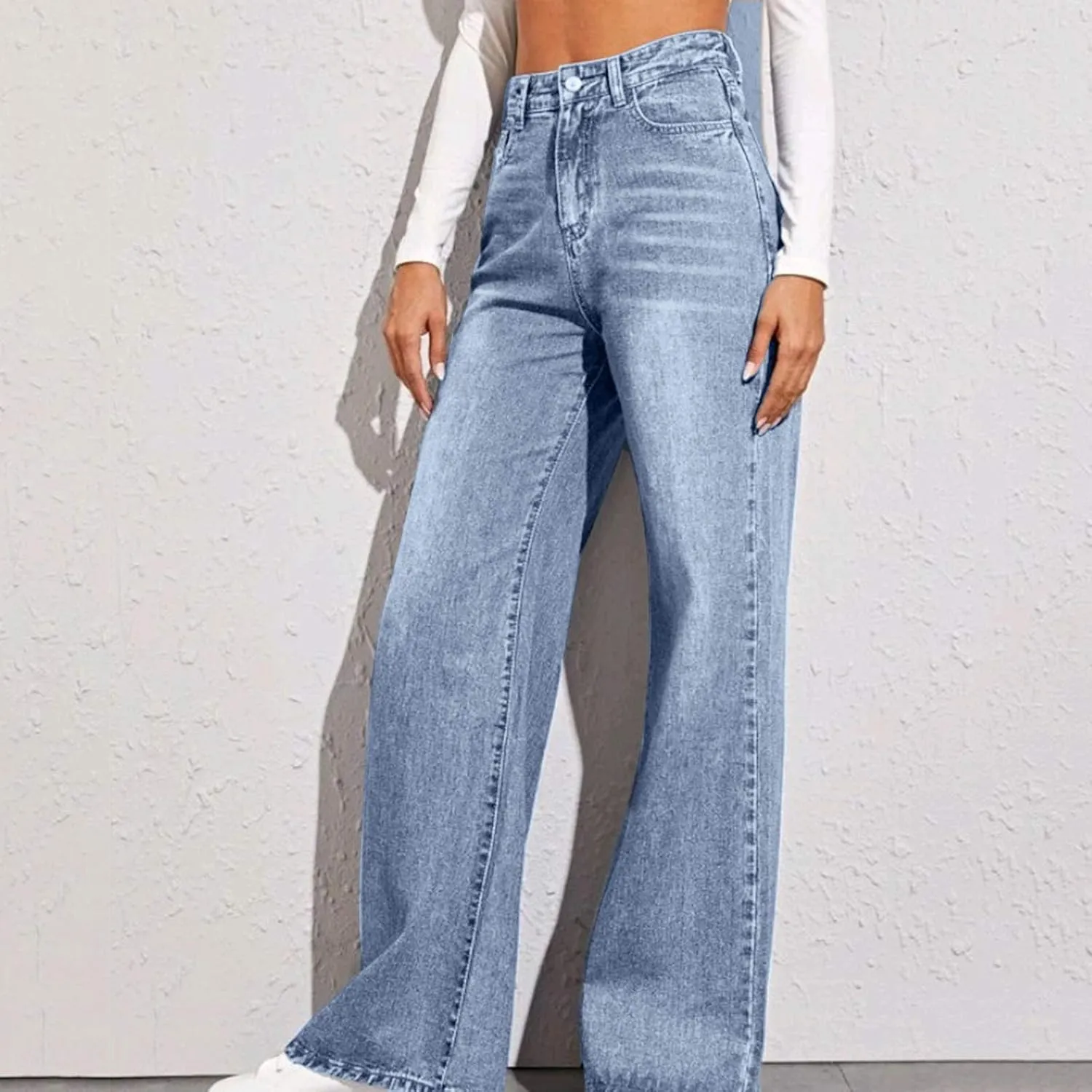 Pants Sweatpant Jeans for Women Baggy Petite Low Rise Straight Leg Jeans for Women Wide Leg Womens Streetwear Pants Casual