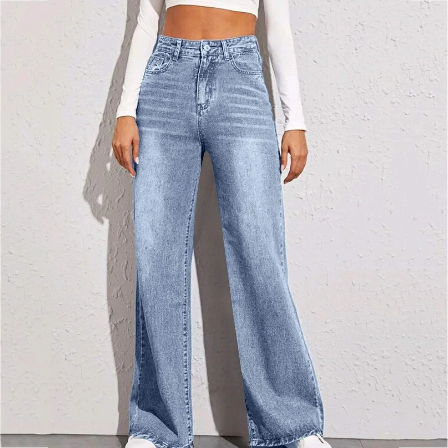 Pants Sweatpant Jeans for Women Baggy Petite Low Rise Straight Leg Jeans for Women Wide Leg Womens Streetwear Pants Casual