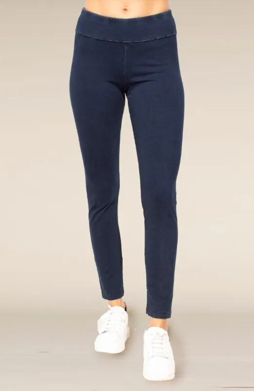 Stonewash Cotton Knits Easy Pants - Denim