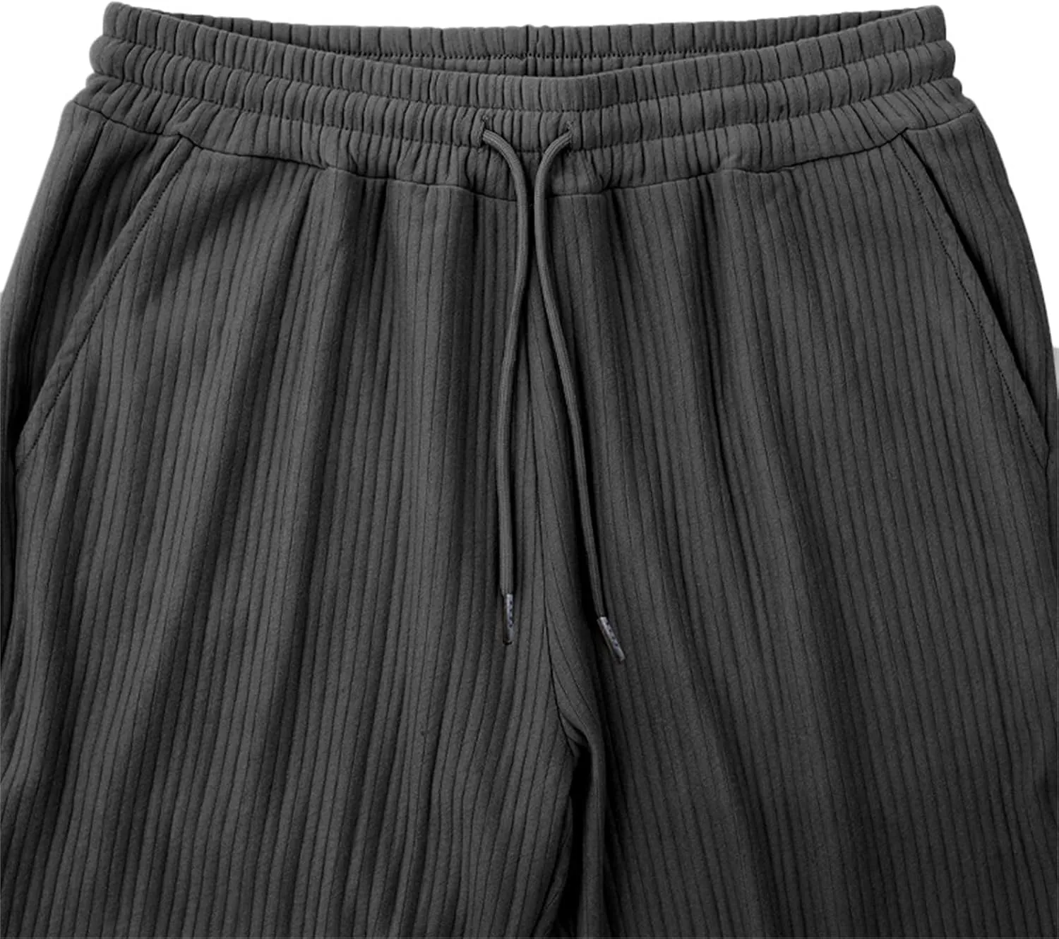 Straight Legs Pants for Men Waffle Drawstring Casual Loose Classic Stylish Pants Elastic Waist Beach Outdoor Trousers
