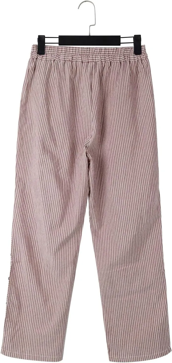 Summer Capri Pants for Women 2025 Texture Cotton Linen Casual Pants Linen Lounge Beach Summer Capri for