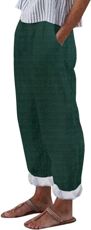 Summer Capri Pants for Women 2025 Texture Cotton Linen Casual Pants Linen Lounge Beach Summer Capri for