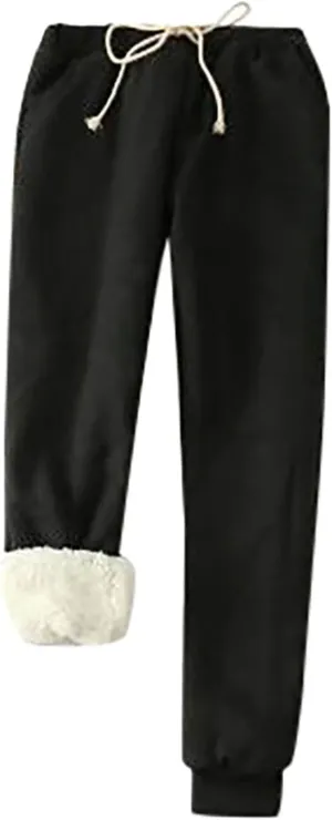 Sweatpants Women Drawstring Waist Joggers Sherpa Fleece Lined Pants Loose Jogger Pants Warm Winter Leggings Sweat Pant