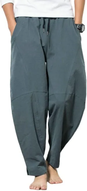 Thatrich Corduroy Pants Men Wide Leg Casual Sweatpants Elastic Waist Beach Pants Lightweight Trouser Yoga Slacks with Pockets