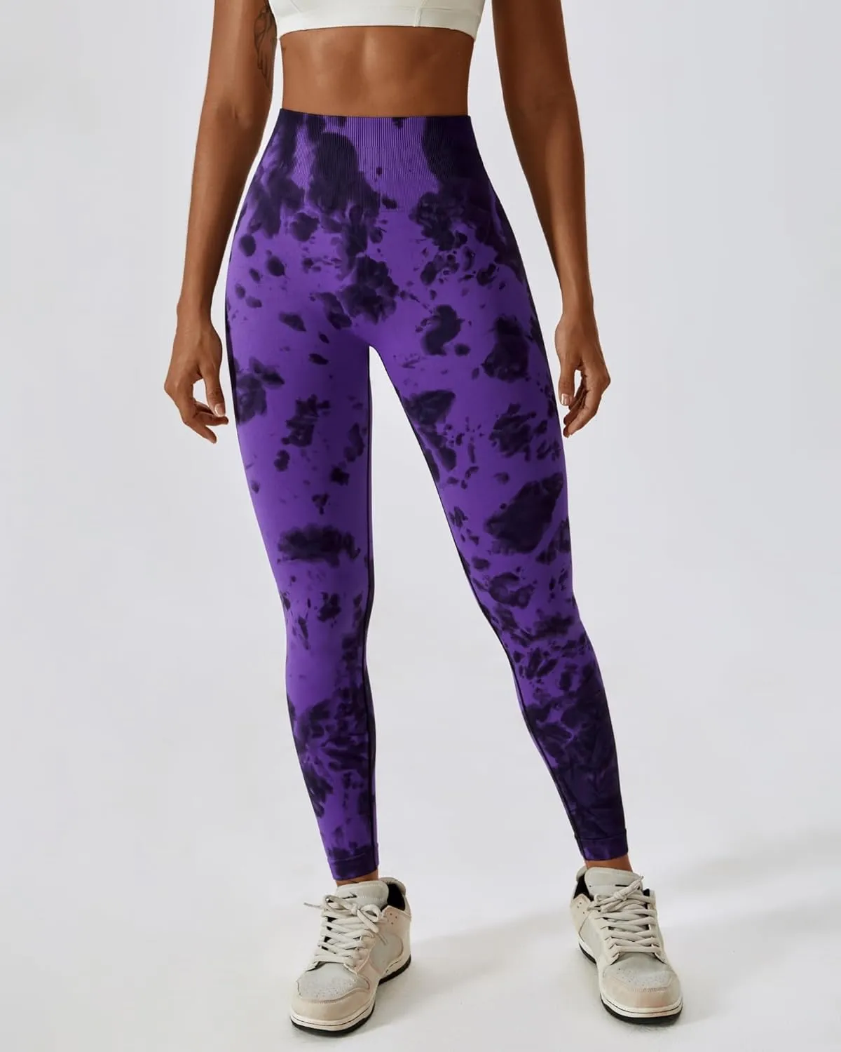 Tie-dye Workout Leggings for Women High Waist Seamless Scrunch Butt Lifting Gym Yoga Pants Elastic Tights