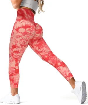 Tie-dye Workout Leggings for Women High Waist Seamless Scrunch Butt Lifting Gym Yoga Pants Elastic Tights