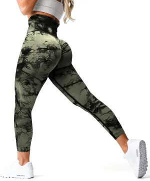Tie-dye Workout Leggings for Women High Waist Seamless Scrunch Butt Lifting Gym Yoga Pants Elastic Tights