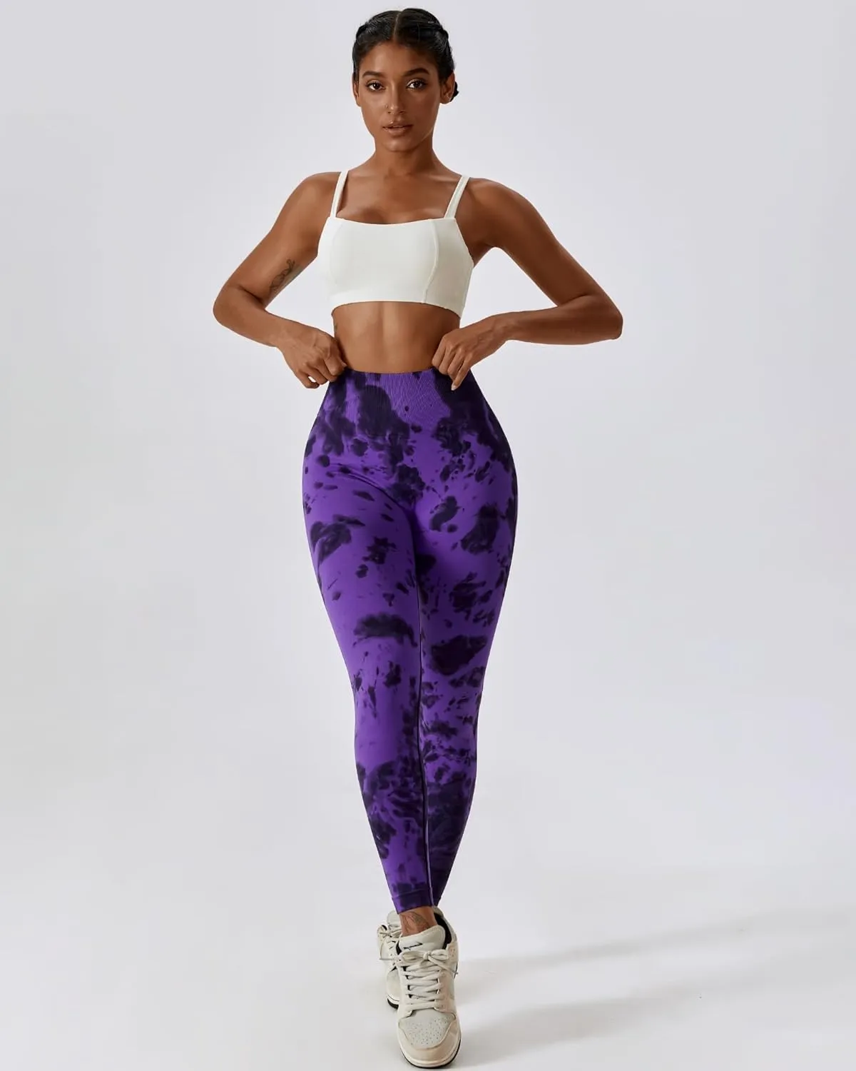 Tie-dye Workout Leggings for Women High Waist Seamless Scrunch Butt Lifting Gym Yoga Pants Elastic Tights