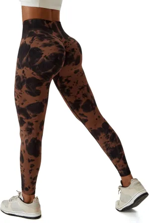 Tie-dye Workout Leggings for Women High Waist Seamless Scrunch Butt Lifting Gym Yoga Pants Elastic Tights