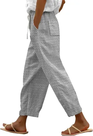 White Capris for Women Casual Drawstring Pants Women Capri Pants for Linen Pants for Women 2024 Capri Pants for