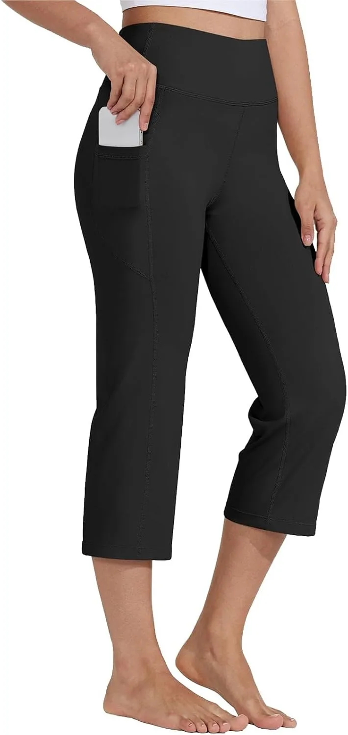 Wide Leg Yoga Capris Pants for Women High Waist Plus Size Running Hiking Gym Workout Pants Joggers Lounge Crop