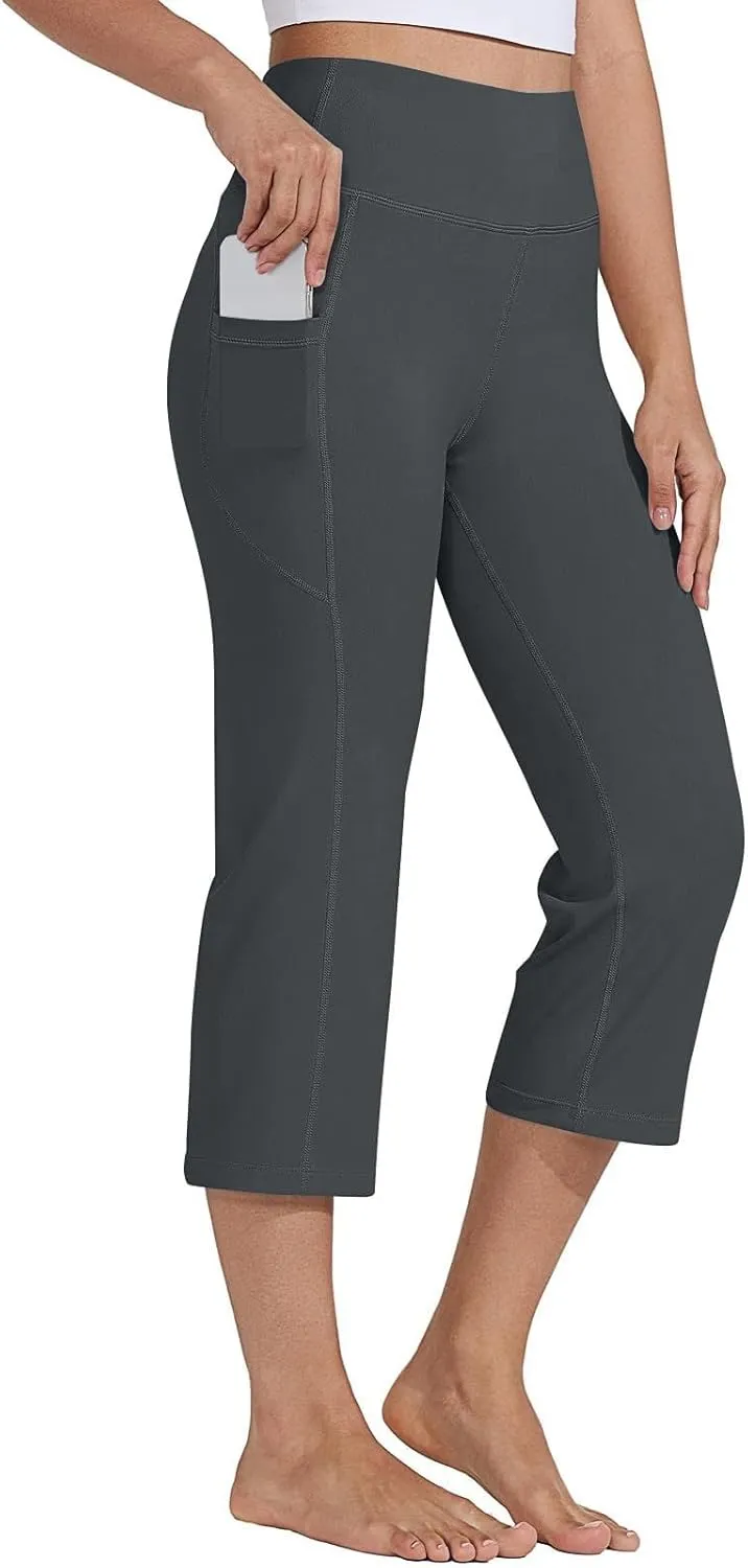 Wide Leg Yoga Capris Pants for Women High Waist Plus Size Running Hiking Gym Workout Pants Joggers Lounge Crop
