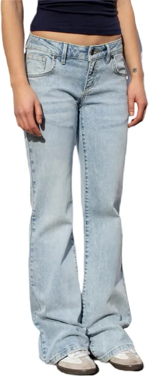 Women Skinny Flare Jeans Retro Washed Solid Long Denim Pants Mid Waist Buttons Zip Up Jean Trousers with Pockets