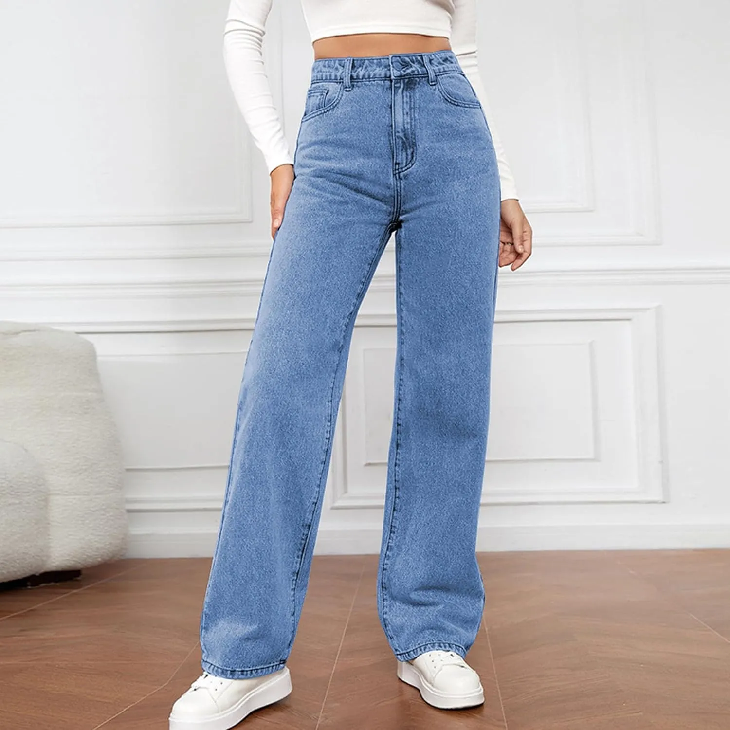 Womens Jeans Hig Waisted Straight Leg Loose Stretchy Lightweight Tummy Control Trendy Jeans for Women 2024