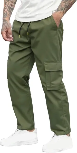 Xiaojmake Mens Casual Cargo Pants Outdoor Hiking Pant Drawstring Workout Joggers Sweatpants Tactical Pants with Multi Pockets