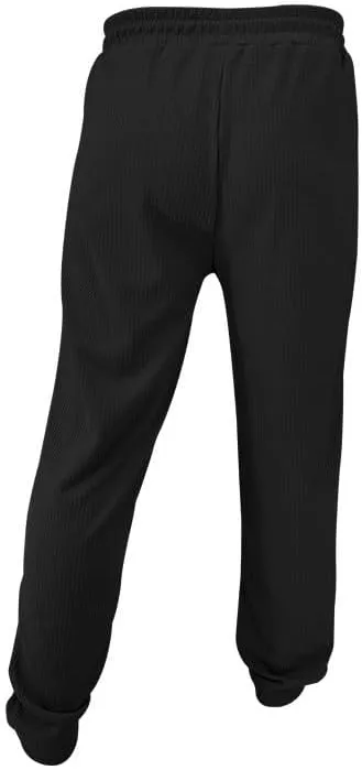 Xiaojmake Mens Casual Drawstring Pants 2025 Elastic Waist Lightweight Summer Loose Straight Waffle Work Pants with Pockets