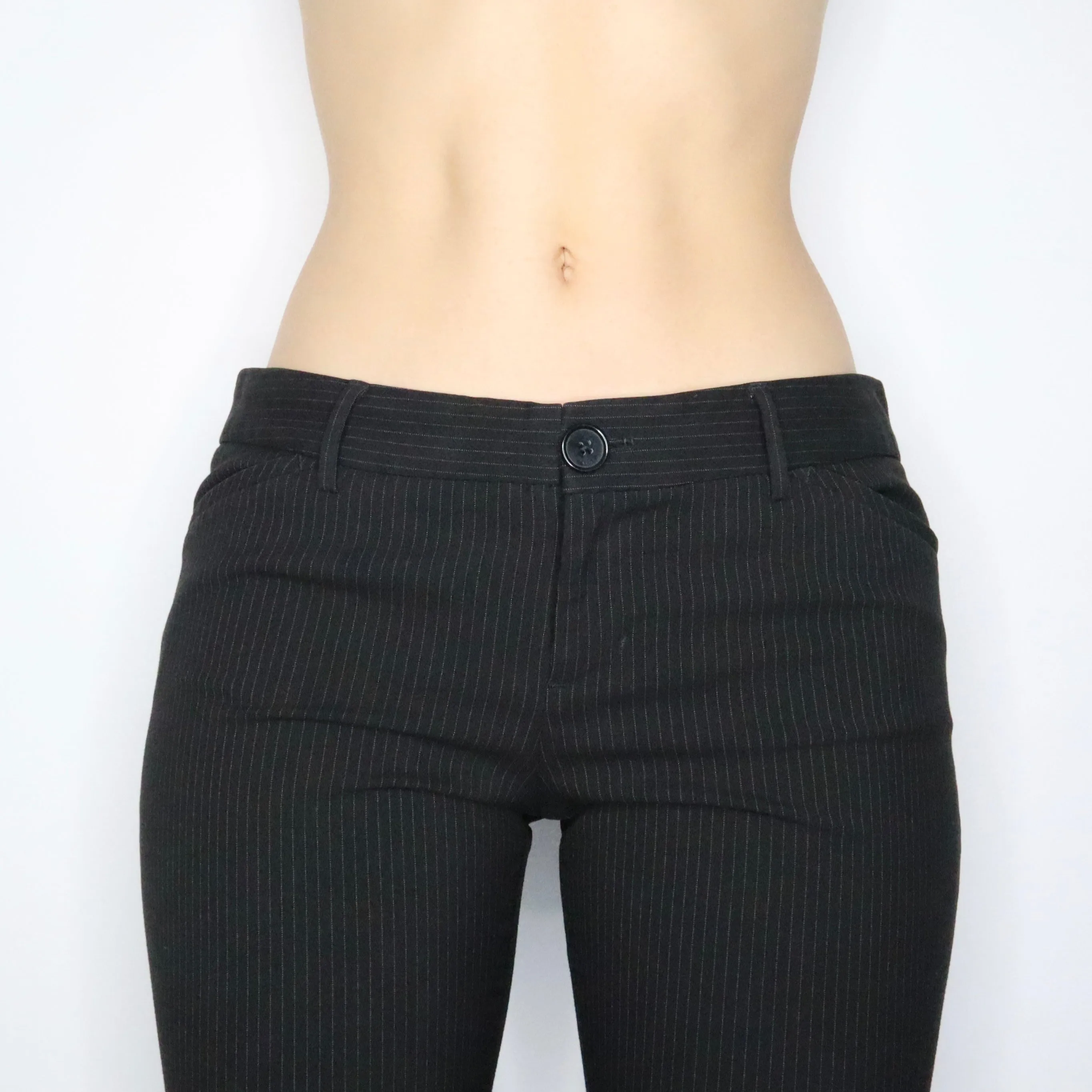Y2K Low Rise Pinstripe Flares (M)